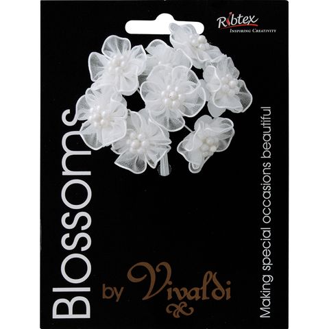 Flower Organza Pearl Daisy 8Head White