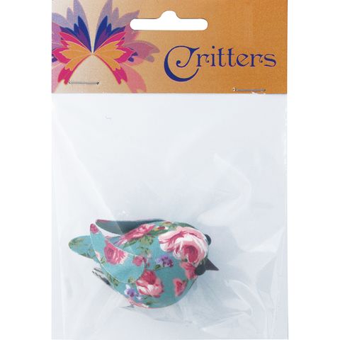 Fabric Bird with Clip 6cm Floral 1Pc