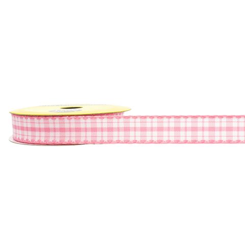 RIB 15MM GINGHAM STITCH EDGE BABYPINK 3M