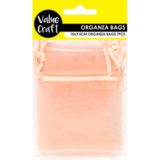 Mini Organza Bag Peach 10cmx7.5cm 7pc