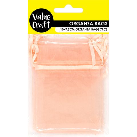 Mini Organza Bag Peach 10cmx7.5cm 7pc