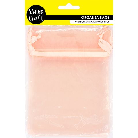 Sml Organza Bag 17cm X 12.5cm Peach 5Pc