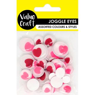 CRAFT JOGGLE EYES ADHESIVE HEARTS 52PCS