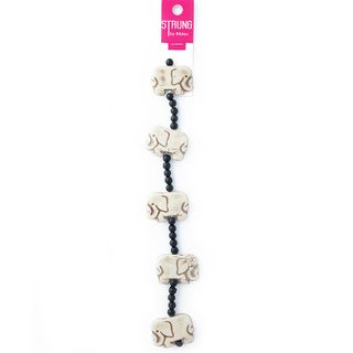 Small Stone Colour Elephant Bead 5 Pc