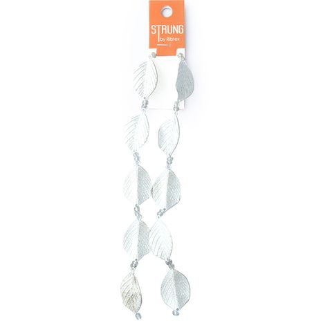 Beads Strung Metal Leaf Bright Silver