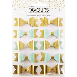 FAV PAPER BOW MINT-GOLD FOIL 10PC