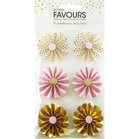 FAV DECO FLOWER BBY PK-GOLD FOIL 6PC