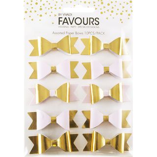 Fav Paper Bow Baby Pink Gold Foil 10Pc