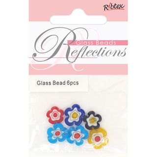 MILLEFIORI FLOWER SHAPE MULTI 12MM 6PCS