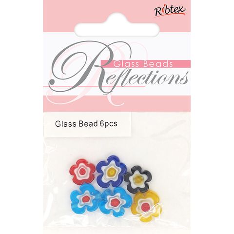 MILLEFIORI FLOWER SHAPE MULTI 12MM 6PCS