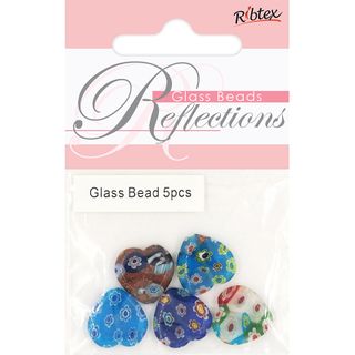 MILLEFIORI HEART SHAPE MULTI 16MM 5PCS