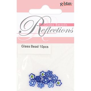 MILLEFIORI FLOWER SHAPE BLUE 6MM 10PCS