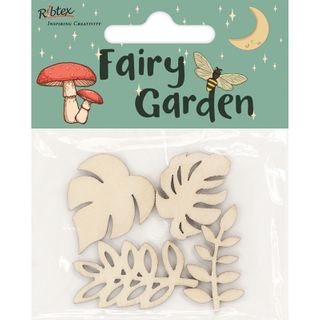 WOOD SHAPES FERNS 4PCS