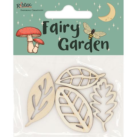 WOOD SHAPES LEAVES 4PCS