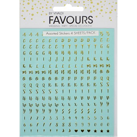 Fav Stickers Mint Gold Foil 4 Sheets