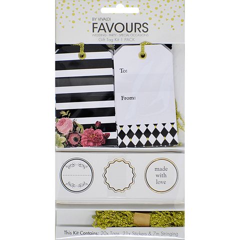 FAV GIFT TAG KIT MAKES 20 BLK-WH-PK 1PK