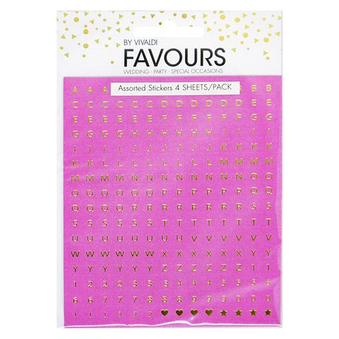 Fav Stickers Pink Gold Foil 4 Sheets