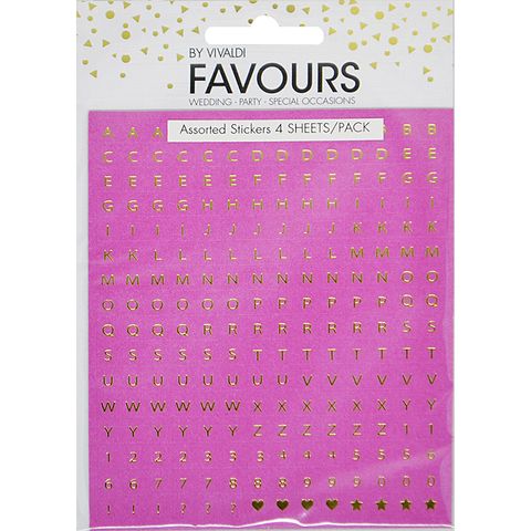 Fav Stickers Pink Gold Foil 4 Sheets