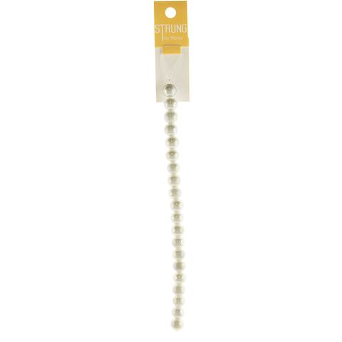 Beads Strung 10mm Glass Round White AB