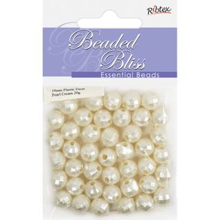 Bead Plastic Facet Round Prl Cream 20gm