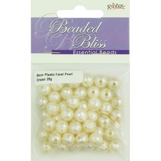 Bead Plastic Facet Round Prl Cream 20gm