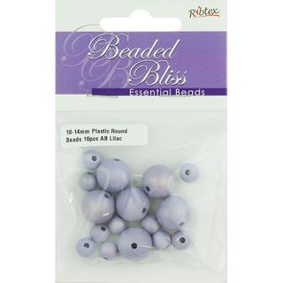 Bead Plastic Round Ab Lilac 16Pc