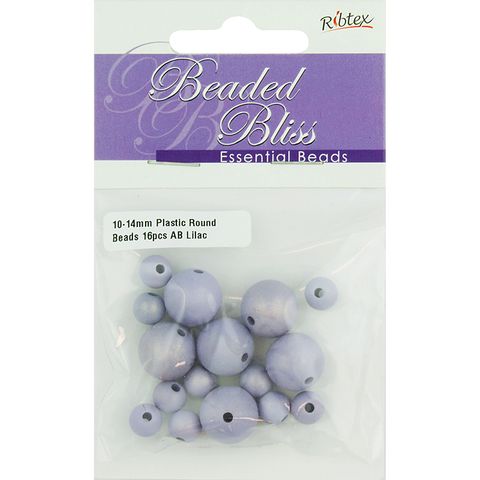 Bead Plastic Round Ab Lilac 16Pc