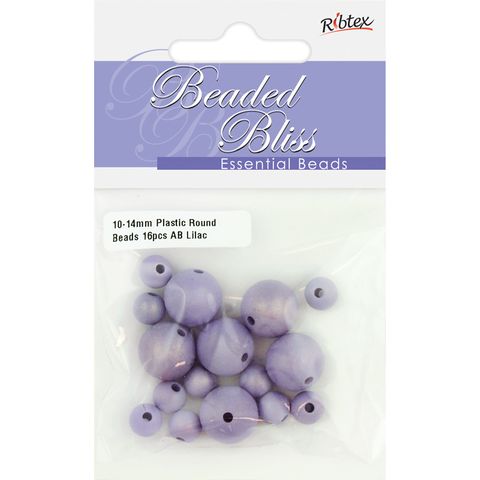 Bead Plastic Round Ab Lilac 16Pc