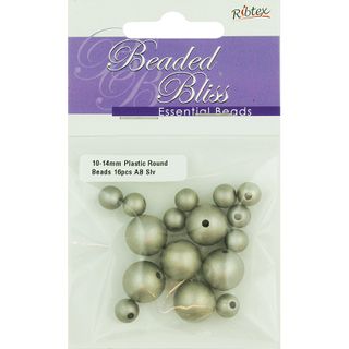 Bead Plastic Round Ab Silver 16Pc
