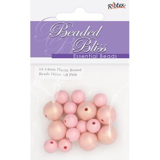 Bead Plastic Round Ab Pink 16Pc