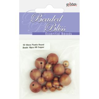 Bead Plastic Round Ab Copper 16Pc