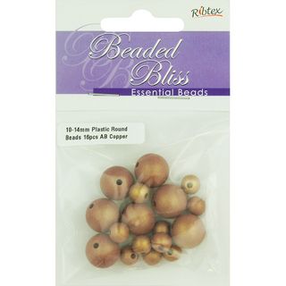 Bead Plastic Round Ab Copper 16Pc