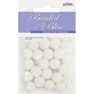 Bead Plastic Round Cluster 14mm White