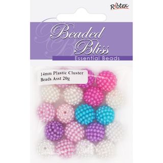 Bead Plastic Round Cluster 14mm Assorted
