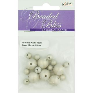 Bead Plastic Round Ab Stone 16Pc