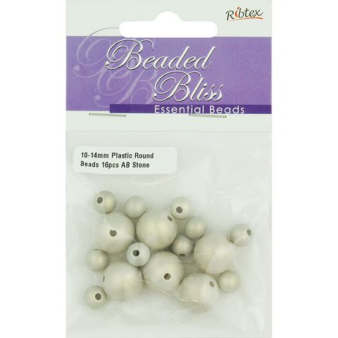 Bead Plastic Round Ab Stone 16Pc