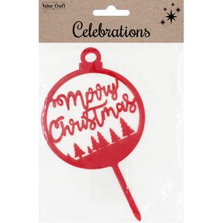 XMAS RED BAUBLE CAKE TOPPER 1PC