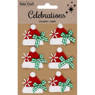 XMAS SB STICKER SANTA HATS 1PK