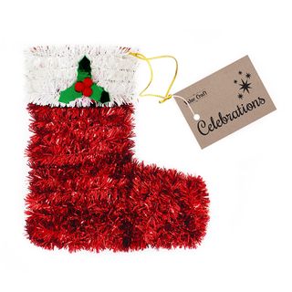 XMAS GIANT TINSEL ORNAMENT BOOT 1PC