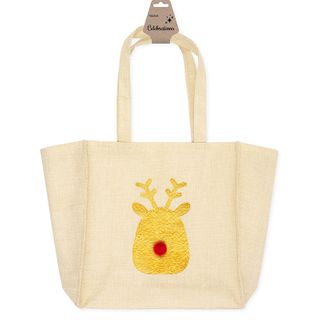 XMAS LARGE TOTE BAG GOLD REINDEER 1PC