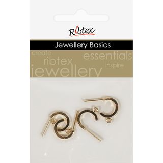 ROUND HOOP EARRING POST 16MM 4PC GOLD