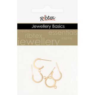 ROUND HOOP EARRING POST 16MM 4PC GOLD