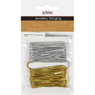 ELASTIC STRETCH THREAD GOLD SILVR 2x3m