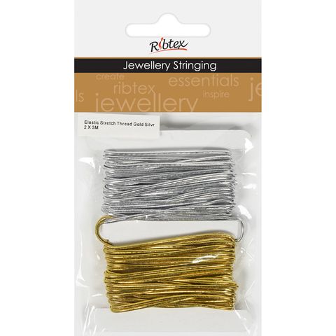 ELASTIC STRETCH THREAD GOLD SILVR 2x3m