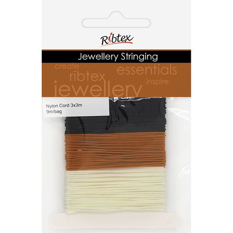 NYLON CORD MULTI PK 3X3M BEIGE/TAN/BLK