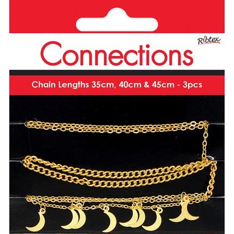 CHAIN PLAIN CURVED MOON GOLD 3PC