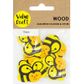 EMB WOOD BEES YELLOW-BLK 10PCS