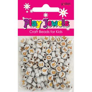 PJ ROUND FLAT WHITE ALPHA BEADS GOLD 20G