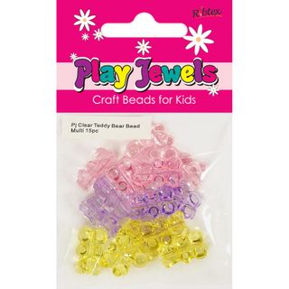 PJ CLEAR TEDDY BEAR BEAD MULTI 15PC