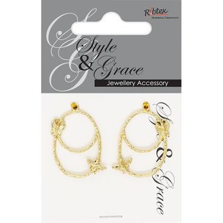 DECOR OVAL BFLY EARRING 28MM 2PC SG